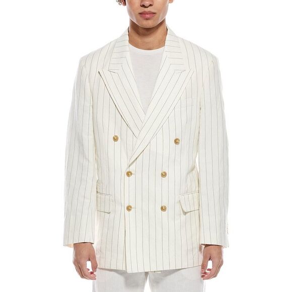 Todd Snyder MensPinstripe Wythe Linen-Blend Jacket White